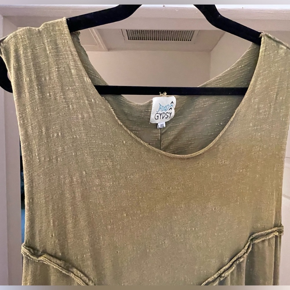 FOR SUE. DO NOT BUY Jaded Gypsy Sleeveless Olive Green Maxi Dress with Lace - Picture 4 of 15